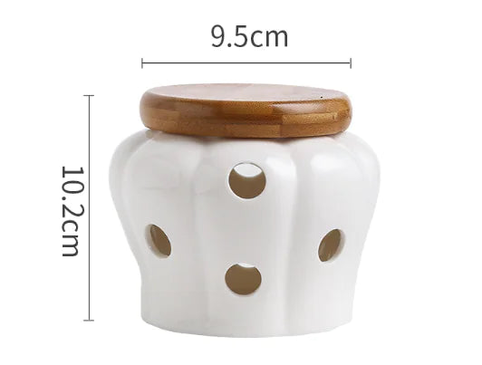 Elegant Hollow Ceramic Storage Jar for Garlic & Ginger