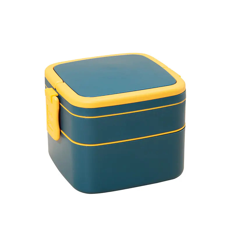 Double-Layer Bento Box with Lid for Work and Fitness
