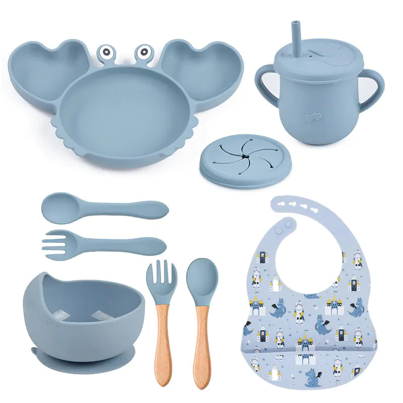 Silicone Crab Feeding Set with Suction Bowl and Spoon