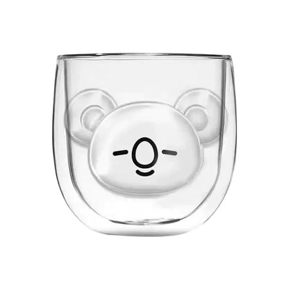 Wholesale Creative Cartoon Double-Layer Bear Glass Cup