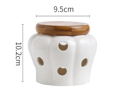 Elegant Hollow Ceramic Storage Jar for Garlic & Ginger