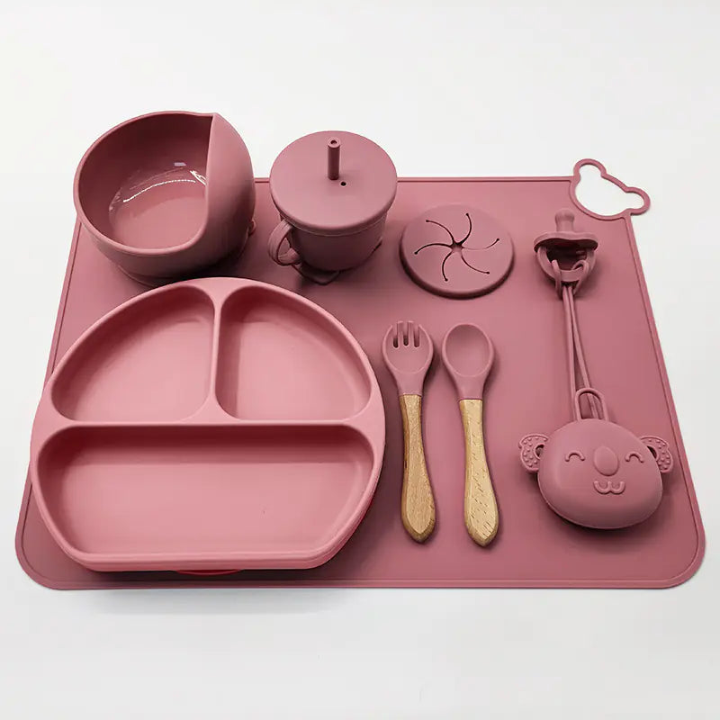 Silicone Baby Feeding Set with Mat and Utensils