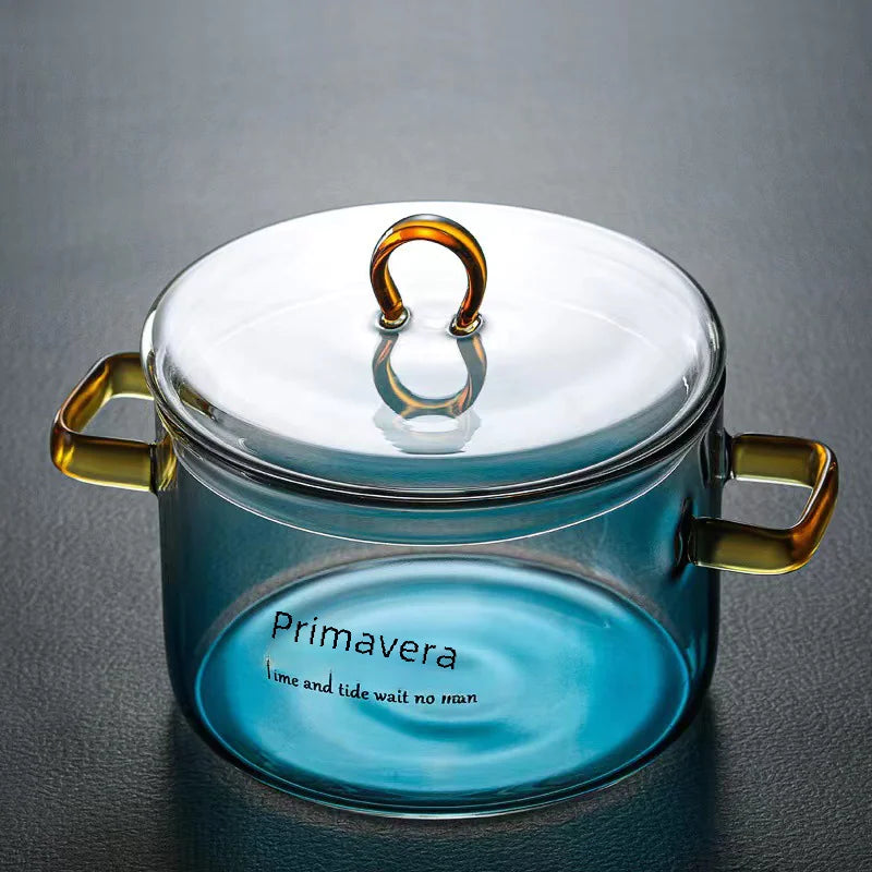 Glass Double-Handled Soup Pot with Electric Stove