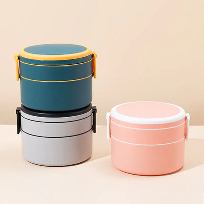 Double-Layer Bento Box with Lid for Work and Fitness