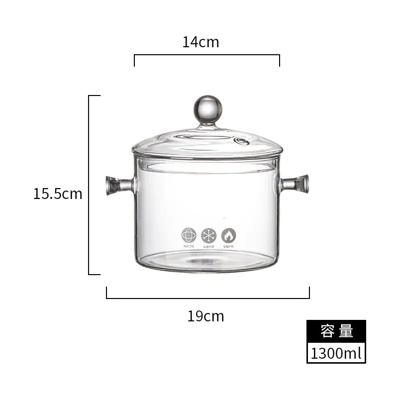 Glass Double-Handled Soup Pot with Electric Stove