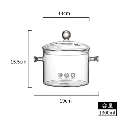 Glass Double-Handled Soup Pot with Electric Stove