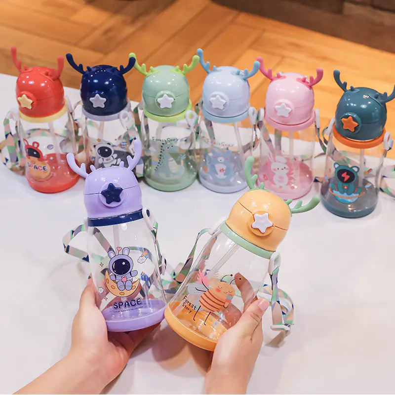 New Cartoon Water Cup with Straw for Kids (Wholesale)