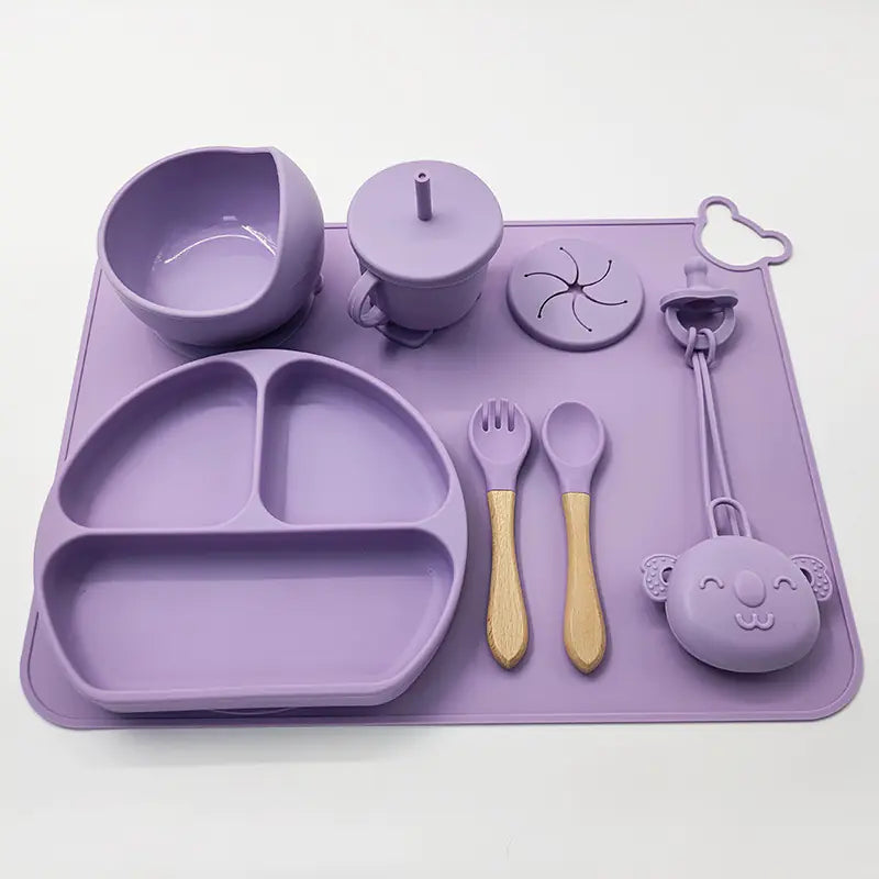 Silicone Baby Feeding Set with Mat and Utensils