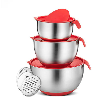 Stainless Steel Mixing Bowl with Silicone Base and Lid