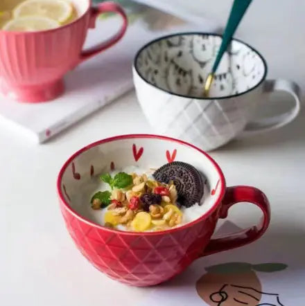 Artistic Ceramic Breakfast Mug - Large Capacity Cup