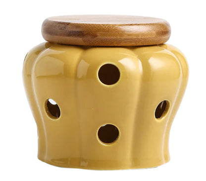 Elegant Hollow Ceramic Storage Jar for Garlic & Ginger