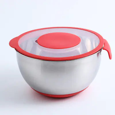 Stainless Steel Mixing Bowl with Silicone Base and Lid