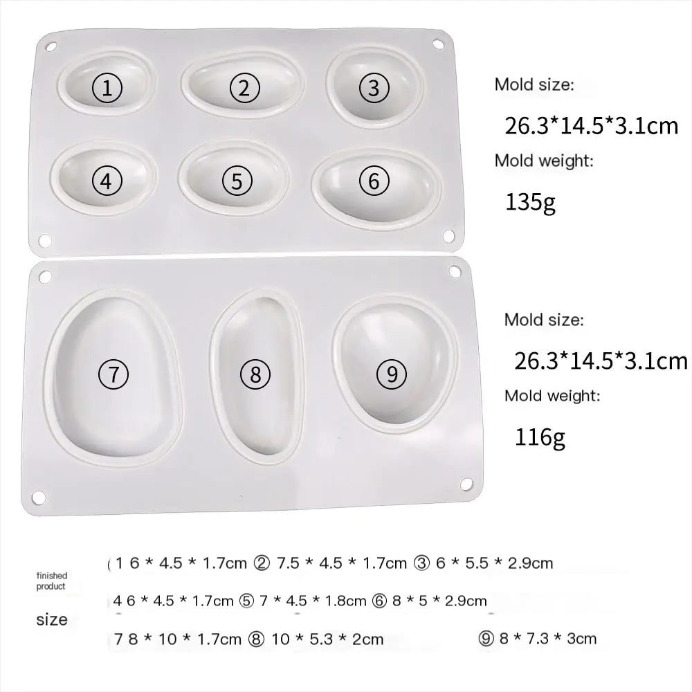 Silicone Pebble Cake Molds - 6 and 3 Holes Set