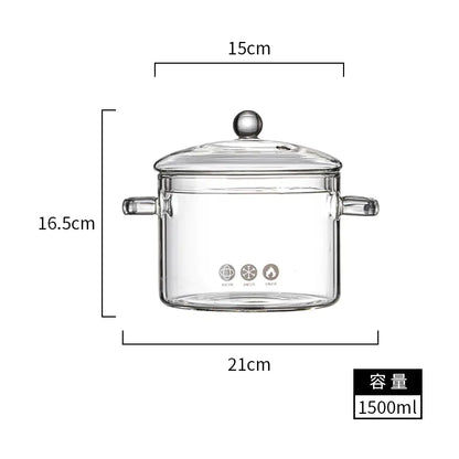 Glass Double-Handled Soup Pot with Electric Stove