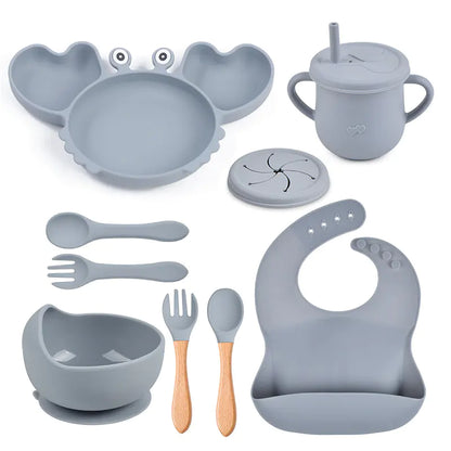 Silicone Crab Feeding Set with Suction Bowl and Spoon