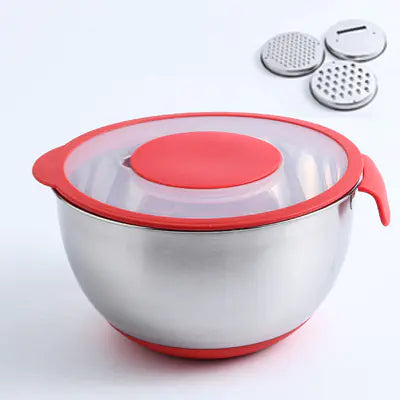 Stainless Steel Mixing Bowl with Silicone Base and Lid