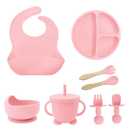 Silicone Dinnerware Set for Kids - 8 Piece Set