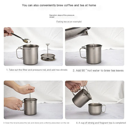 Pure Titanium Espresso Coffee Pot 750ML with Filter