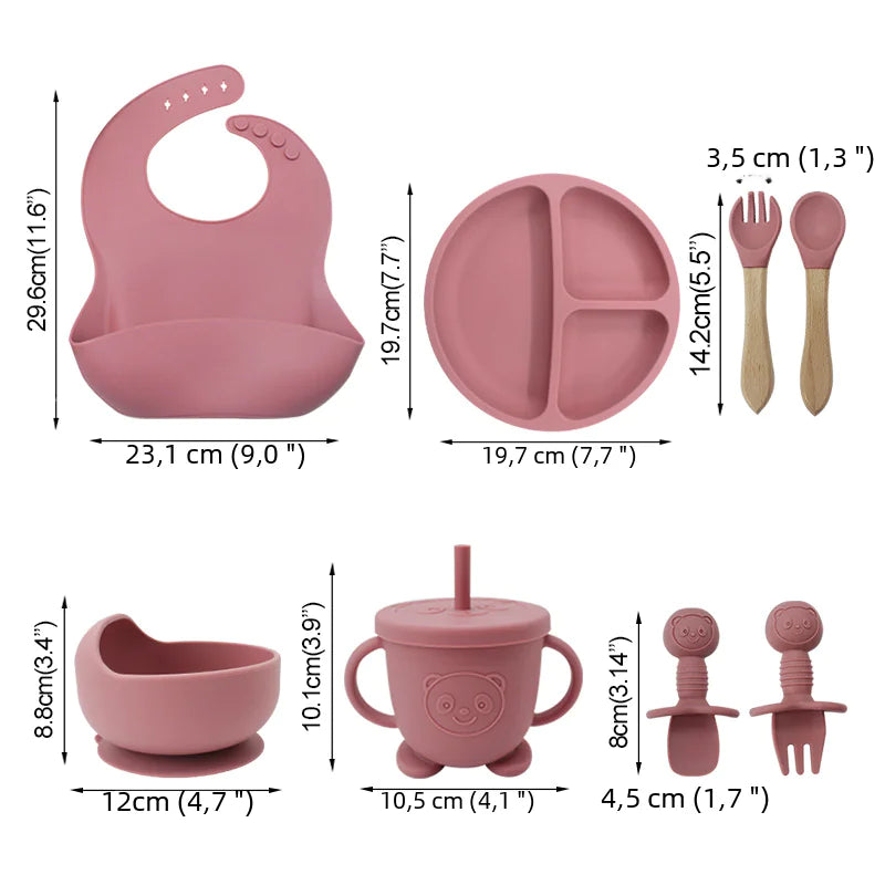 Silicone Dinnerware Set for Kids - 8 Piece Set