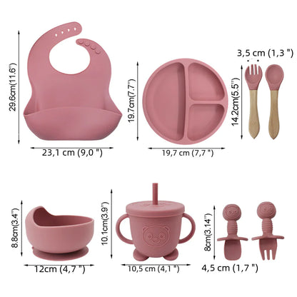 Silicone Dinnerware Set for Kids - 8 Piece Set
