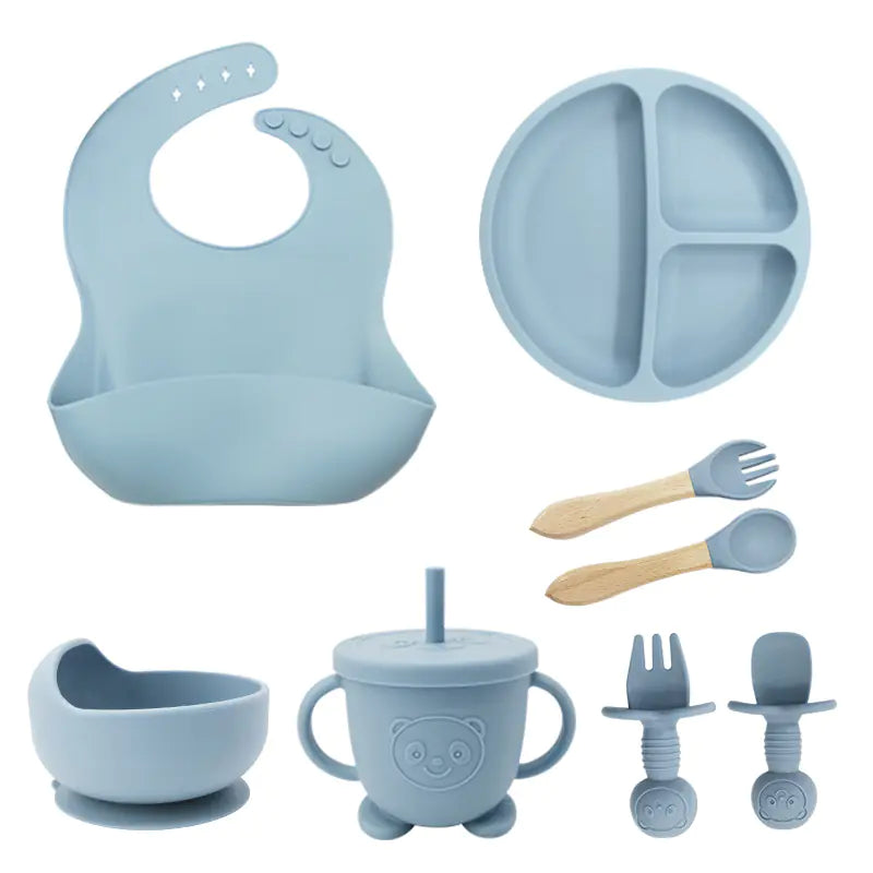 Silicone Dinnerware Set for Kids - 8 Piece Set