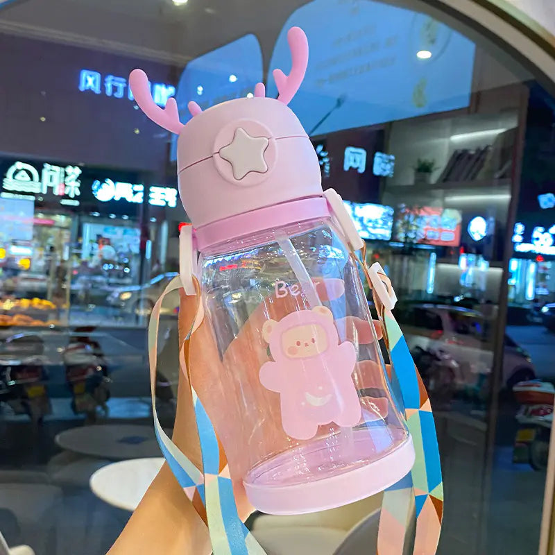 New Cartoon Water Cup with Straw for Kids (Wholesale)
