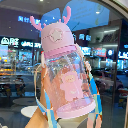 New Cartoon Water Cup with Straw for Kids (Wholesale)