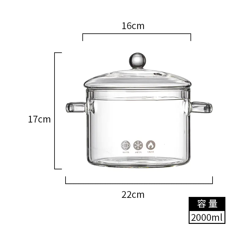Glass Double-Handled Soup Pot with Electric Stove