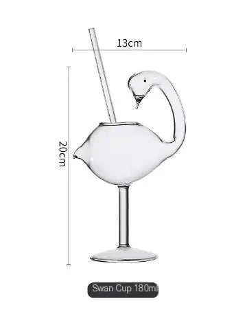 Creative Glass Swan Juice Cup and Spiral Cocktail Glass