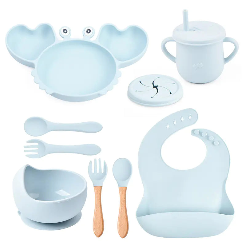 Silicone Crab Feeding Set with Suction Bowl and Spoon
