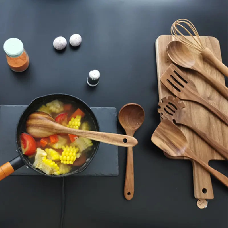 Wholesale 7-Piece Teak Kitchen Utensil Set