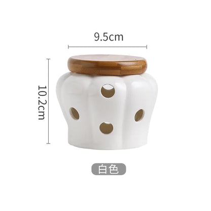 Elegant Hollow Ceramic Storage Jar for Garlic & Ginger