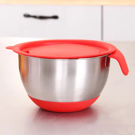 Stainless Steel Mixing Bowl with Silicone Base and Lid