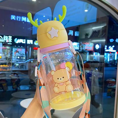 New Cartoon Water Cup with Straw for Kids (Wholesale)