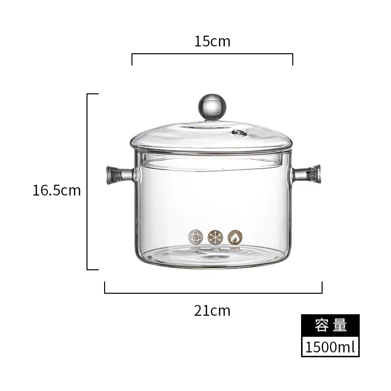 Glass Double-Handled Soup Pot with Electric Stove