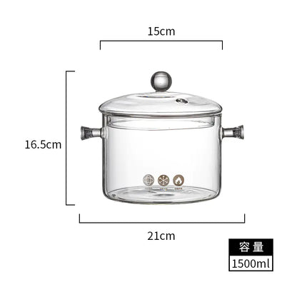Glass Double-Handled Soup Pot with Electric Stove