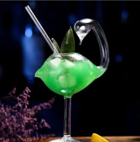 Creative Glass Swan Juice Cup and Spiral Cocktail Glass