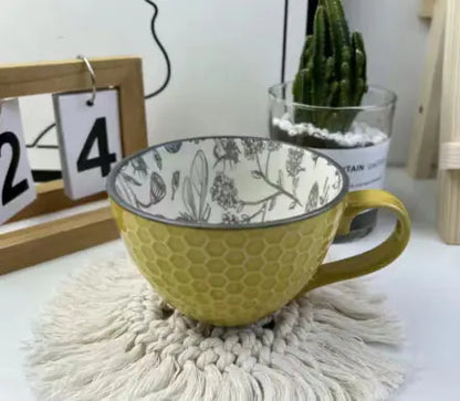 Artistic Ceramic Breakfast Mug - Large Capacity Cup