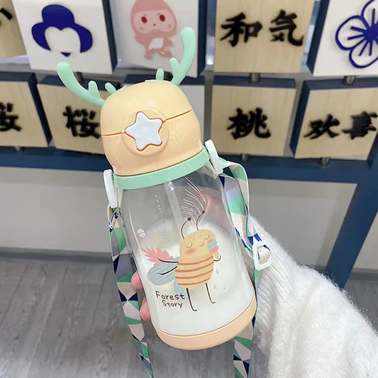 New Cartoon Water Cup with Straw for Kids (Wholesale)