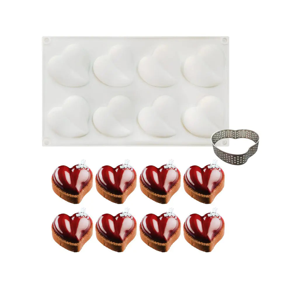 Heart-Shaped Sandstone Cake Silicone Mold and Steel Ring