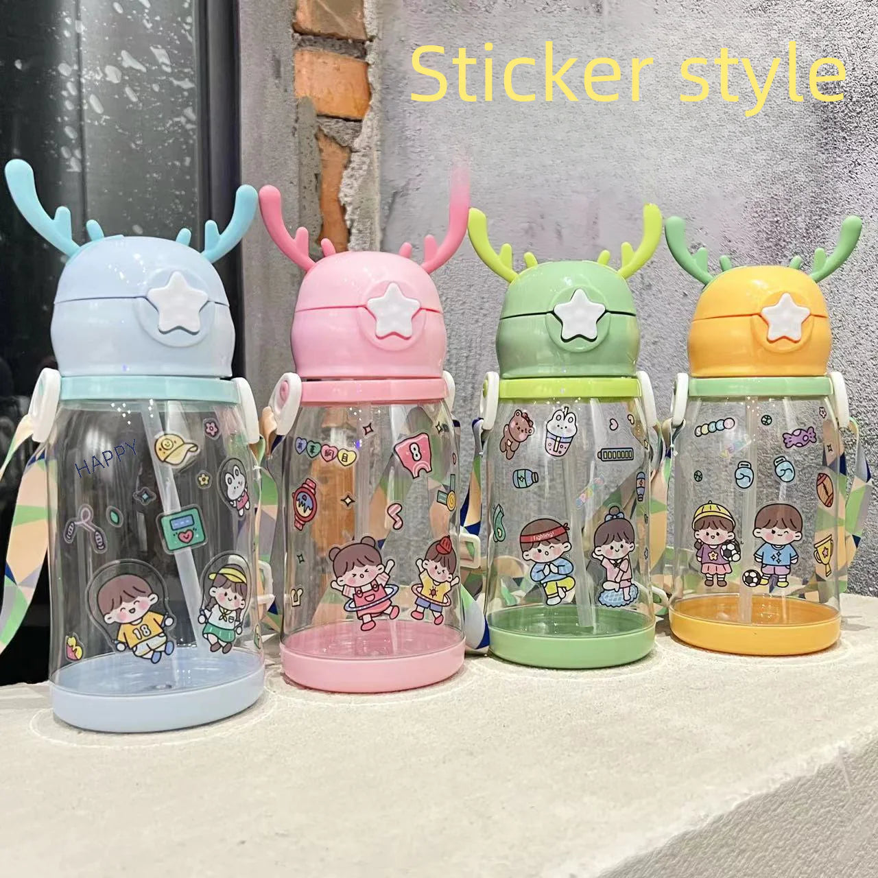 New Cartoon Water Cup with Straw for Kids (Wholesale)