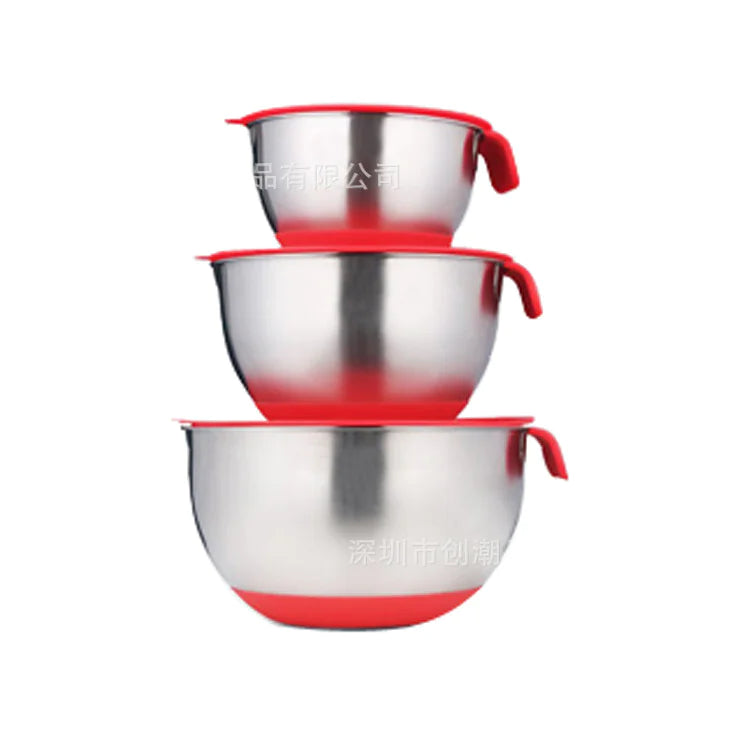 Stainless Steel Mixing Bowl with Silicone Base and Lid