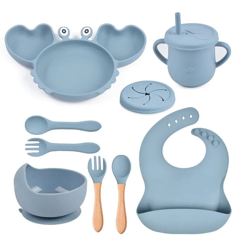 Silicone Crab Feeding Set with Suction Bowl and Spoon