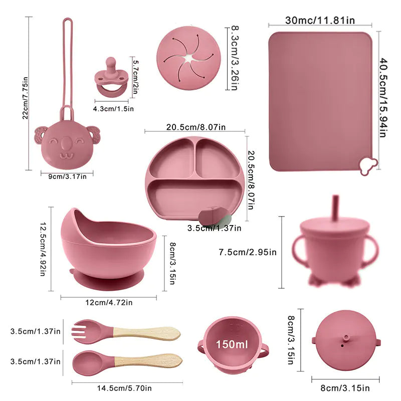 Silicone Baby Feeding Set with Mat and Utensils